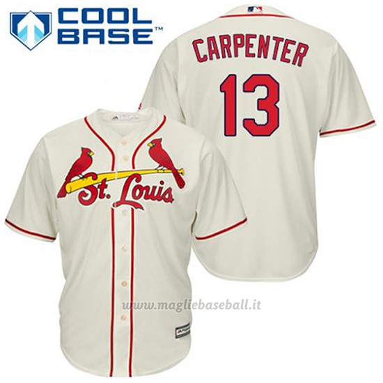 Maglia Baseball Uomo St. Louis Cardinals Matt Carpenter 13 Crema Alterner Cool Base